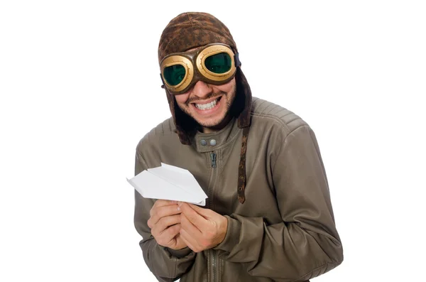 Funny pilot isolated on the white — Stock Photo, Image
