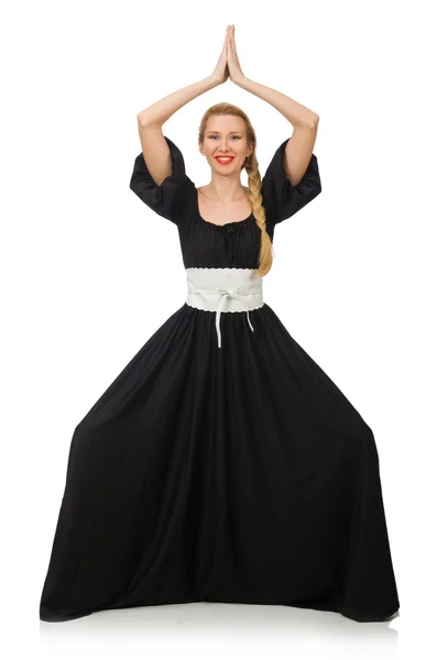 Hoog vrouw in lange zwarte jurk — Stockfoto