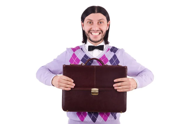 Smiling man with briefcase — Stock Photo, Image