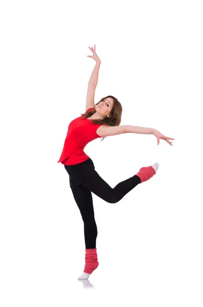 Woman doing exercises on white — Stock Photo, Image