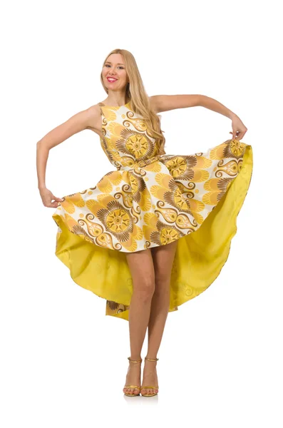 Dame en charmante robe jaune — Photo