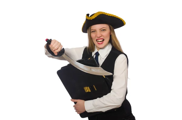 Pirat girl innehav väska — Stockfoto