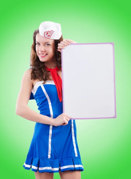 Young woman sailor in marine concept — Stock Photo, Image