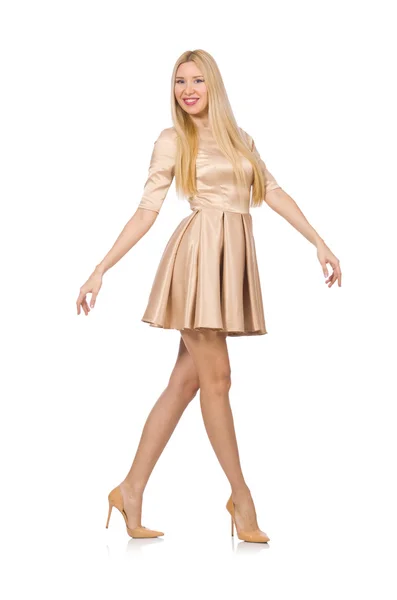 새틴 미니 드레스에 예쁜 여자 — 스톡 사진