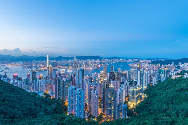 Hong Kong během západu slunce hodin — Stock fotografie