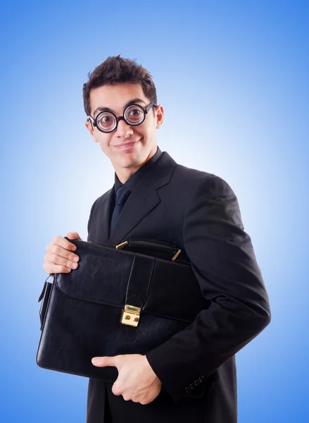 Nerd uomo d'affari contro il gradiente — Foto Stock