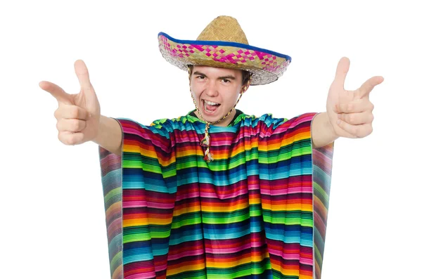 Engraçado jovem mexicano isolado no branco — Fotografia de Stock