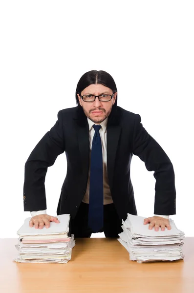 Businessman overwhelmed and stressed — Stock Photo, Image