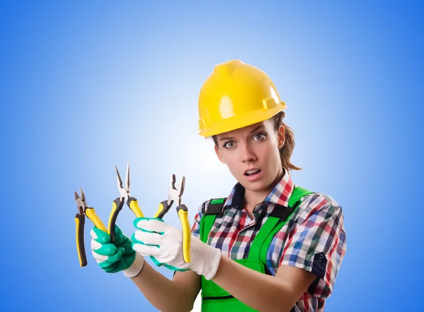 Woman worker against the gradient — Stock Photo, Image