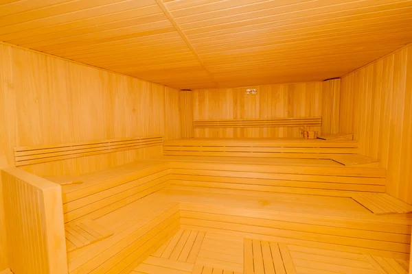 Interior da sala de sauna de madeira quente — Fotografia de Stock