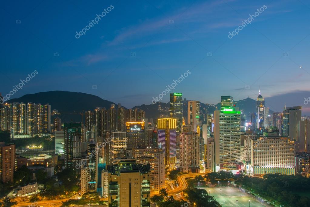 Hong Kong Pendant Les Heures De Coucher Du Soleil Photo