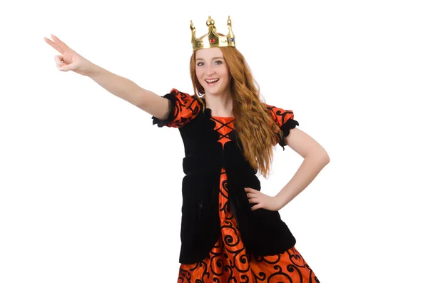 Rote Haare Prinzessin in orangefarbenem Kleid — Stockfoto