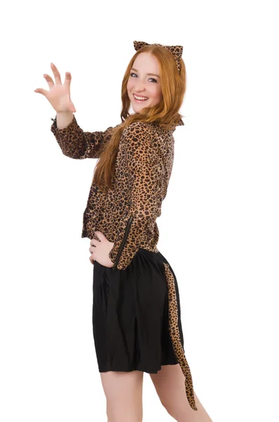 Young lady in leopard blouse — Stock Photo, Image