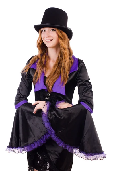 Pretty girl in purple carnival clothing — Stock Photo, Image