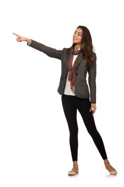 Gri ceketli beyaz izole kız