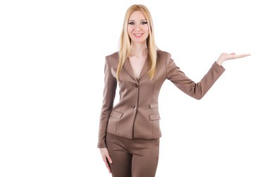 Genç businesswman holding beyaz izole