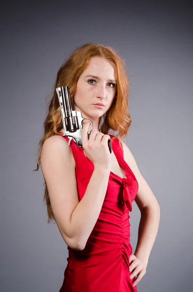 Pretty young girl in red dress — Stock Photo, Image