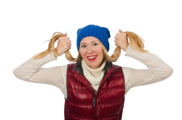 Cabelo loiro menina em bordo colete — Fotografia de Stock