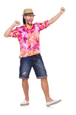 Komik turist üzerinde beyaz izole