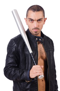 beyaz beysbol sopası ile şiddetli birisi