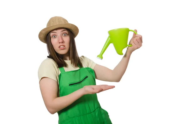 Mujer con agua puede aislar en blanco —  Fotos de Stock