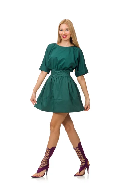 Junge Frau in grünem Kleid — Stockfoto