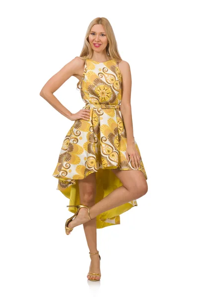 Damen i charmiga gul klänning — Stockfoto