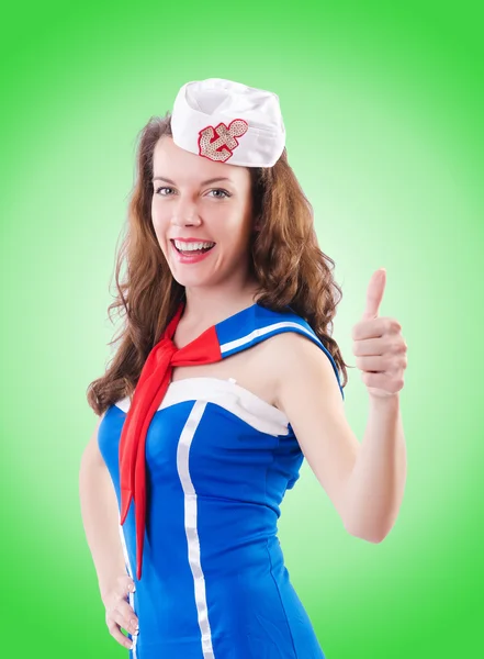 Young woman sailor in marine concept — Stock Photo, Image