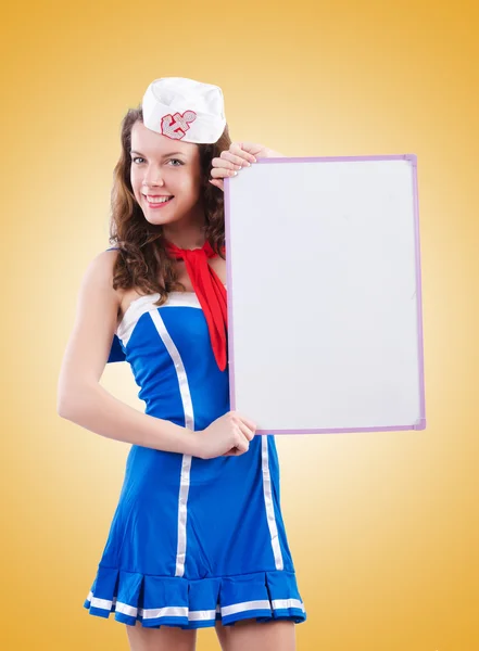 Young woman sailor in marine concept — Stock Photo, Image