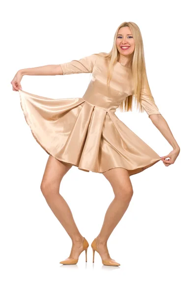 Pretty girl in satin mini dress — Stock Photo, Image