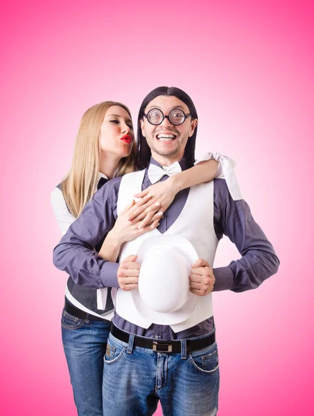 Pair in funny love concept — Stock Photo, Image