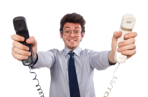 Jonge call center medewerker geïsoleerd op wit — Stockfoto