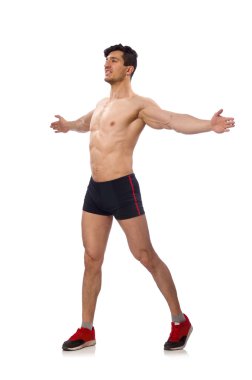 Beyaz arka plan üzerinde izole kas adam