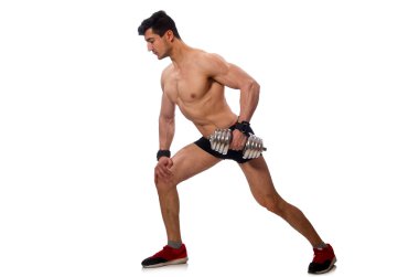 Beyaz arka plan üzerinde izole kas adam