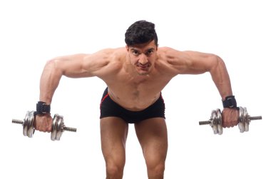 Beyaz arka plan üzerinde izole kas adam