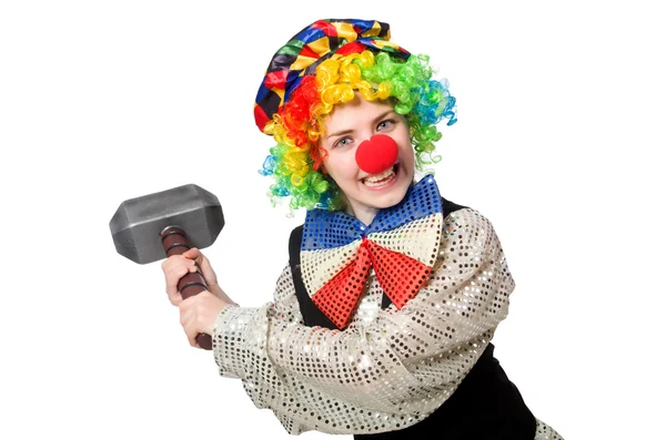Clown femminile isolato su bianco — Foto Stock