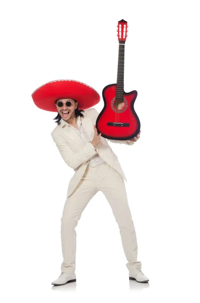 Guitarrista mexicano aislado en blanco — Foto de Stock