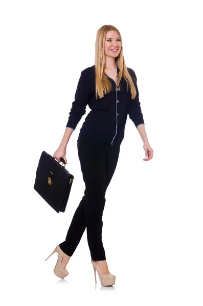 Woman in black clothing with handbag — Stock Photo, Image