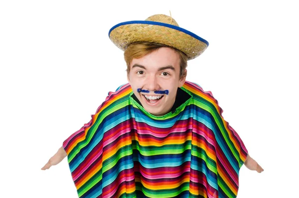 Funny young mexican with false moustaches — Stock Photo, Image