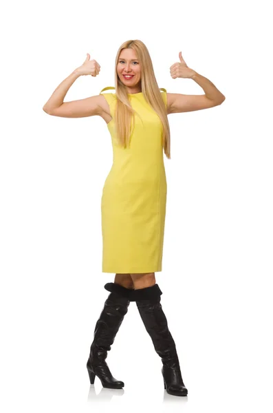Bastante hermosa chica en vestido amarillo — Foto de Stock