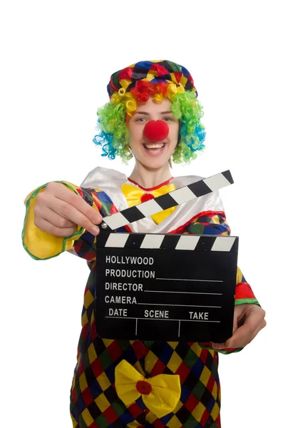 Clown met film klepel — Stockfoto