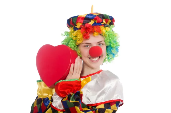 Клоун с коробкой подарков — стоковое фото