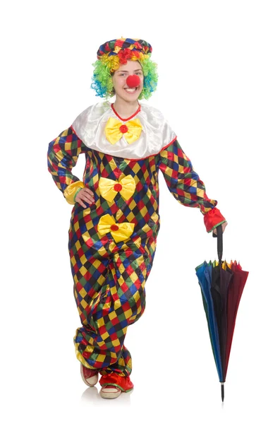 Clown with umbrella — Stock Photo, Image