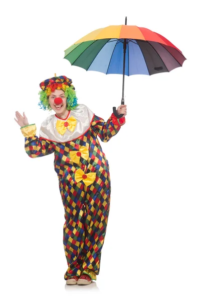 Clown with umbrella — Stock Photo, Image