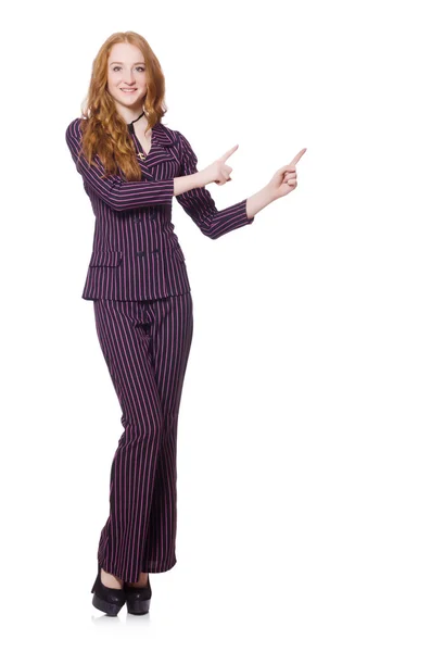 Young lady in striped retro suit — Stock Photo, Image
