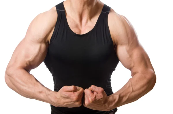 Hombre muscular aislado sobre el fondo blanco — Foto de Stock