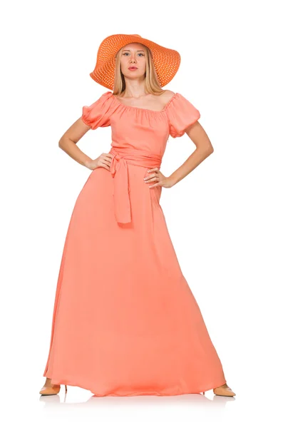 Молодая женщина в розовом романтическом платье — стоковое фото