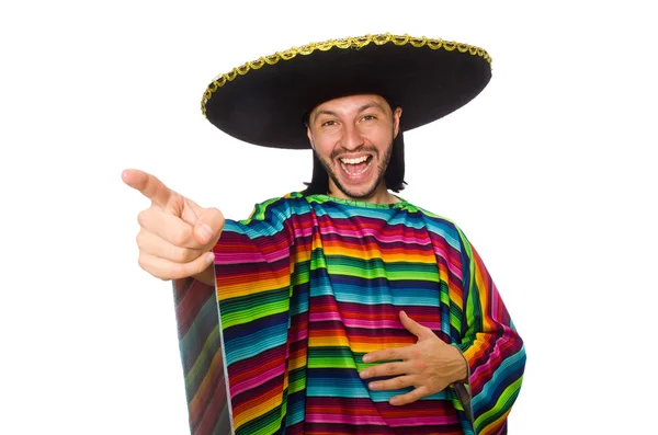 Handsome man in vivid poncho isolated on white — Stock Photo, Image