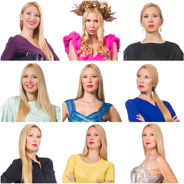 Collage of many faces from same model — Stock Photo, Image