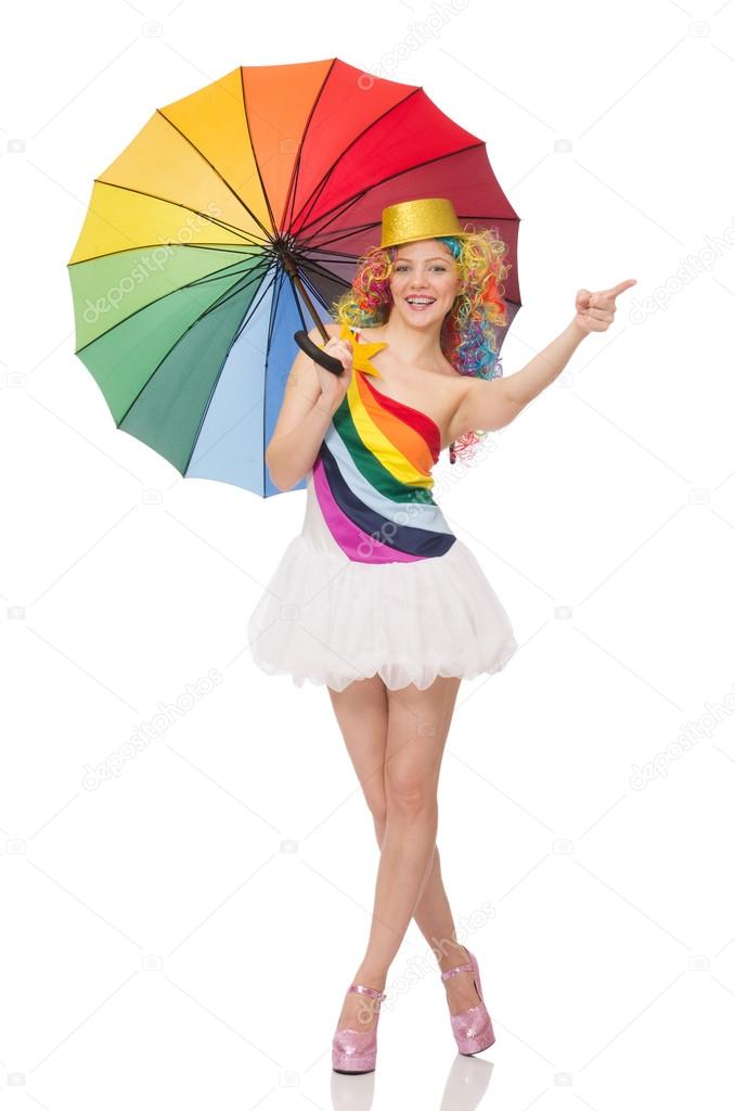 Woman with colorful umbrella